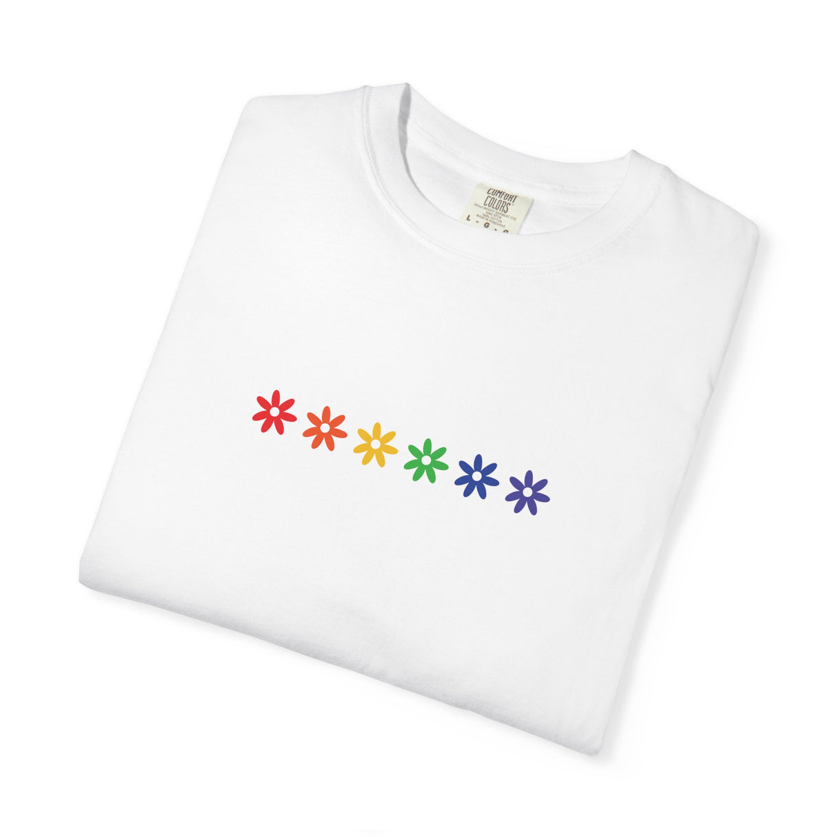 Rainbow Flowers Tee – Washed-In Comfort, Worn-With Pride