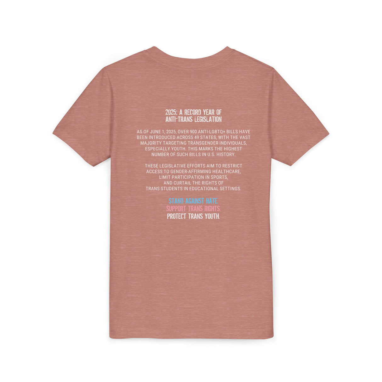 2025 Protect Trans Youth Lightweight Tee – Youth Sizing – Soft Fit, Urgent Message