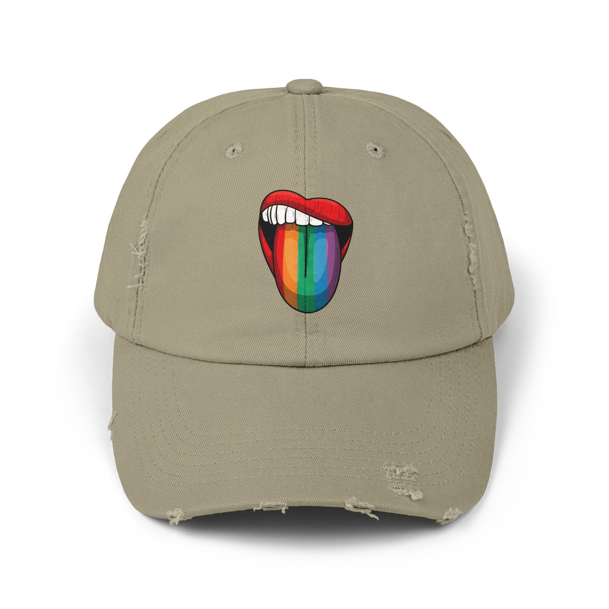 Rainbow Lick Icon Distressed Dad Cap
