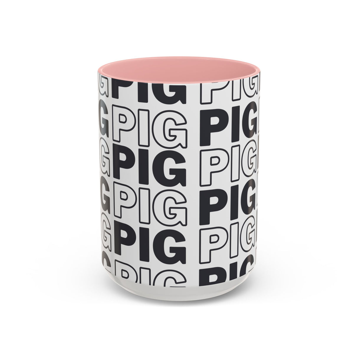 Pig Pattern Accent Coffee Mug - Black Handle, 11oz & 15oz Options