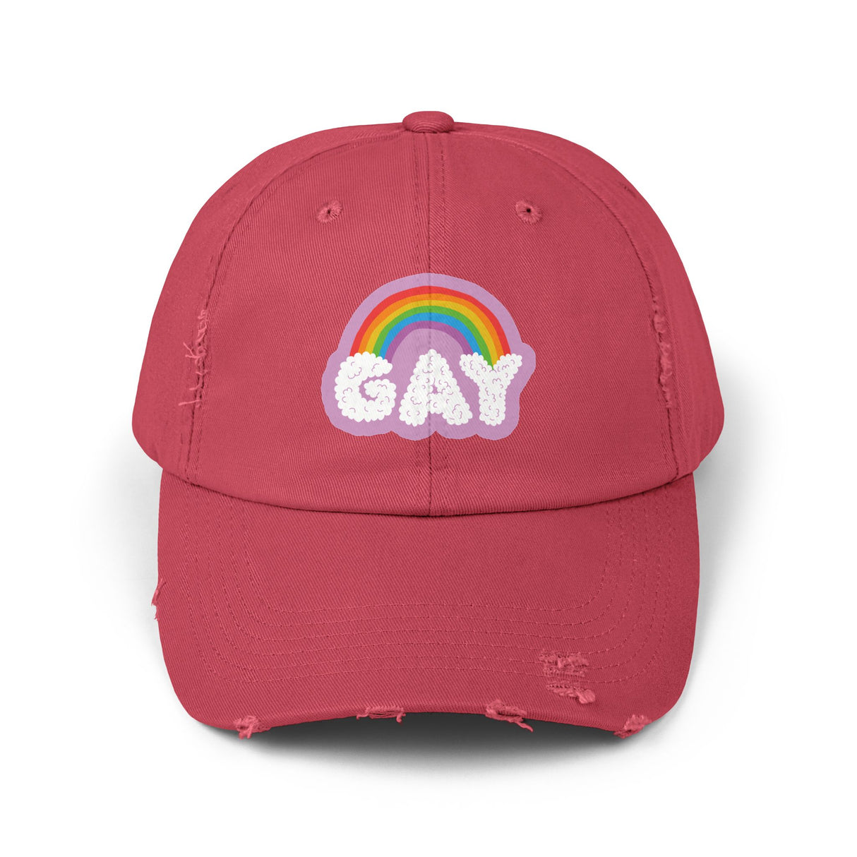Gay Rainbow Cloud Hat – Weathered Look, Fresh Message