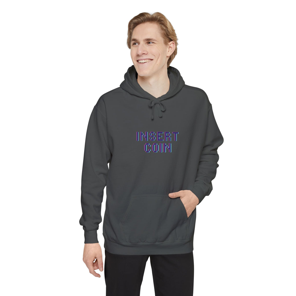 Insert Coin Unisex Garment-Dyed Hoodie - Casual Comfort for Everyday Wear