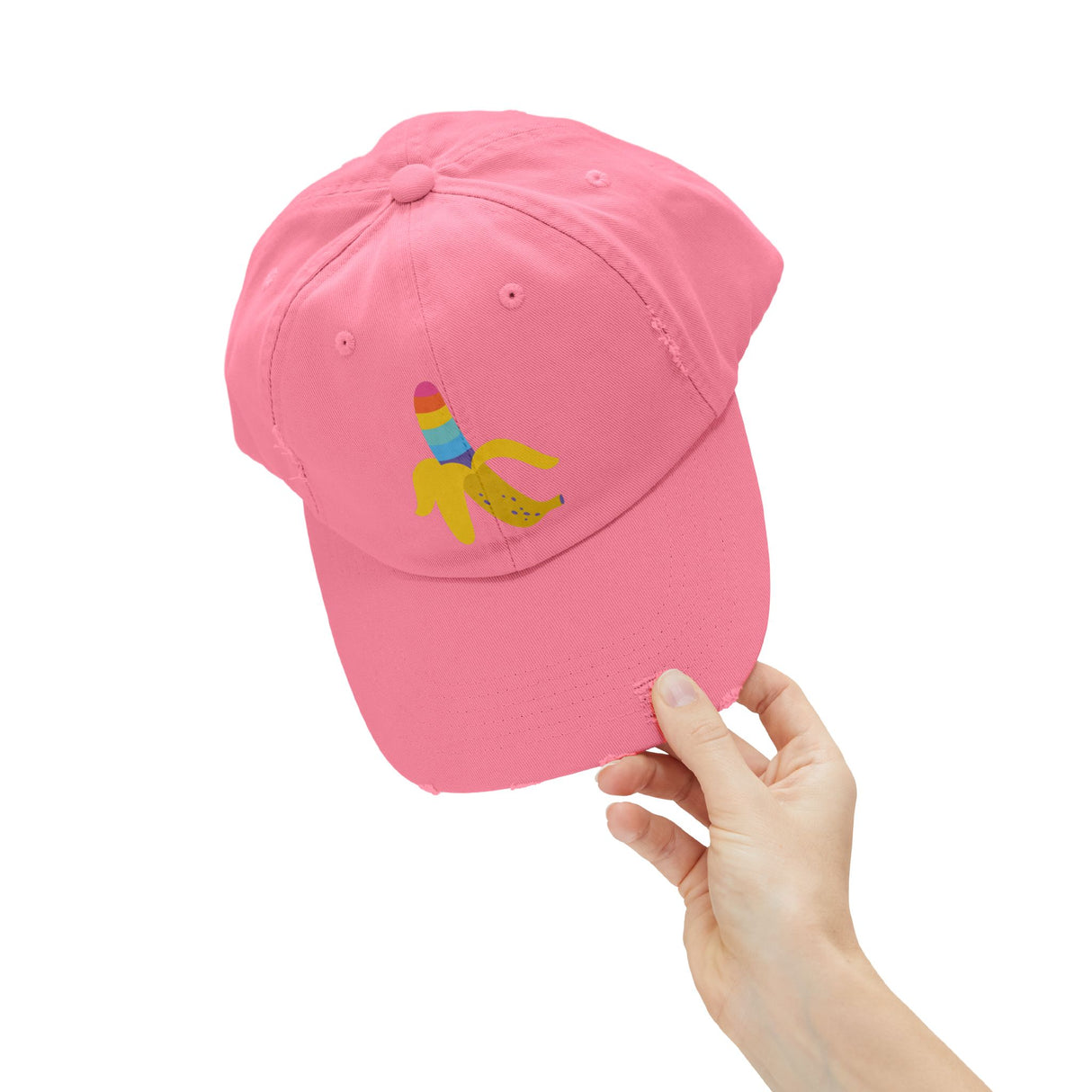 Banana Rainbow Icon Distressed Dad Cap