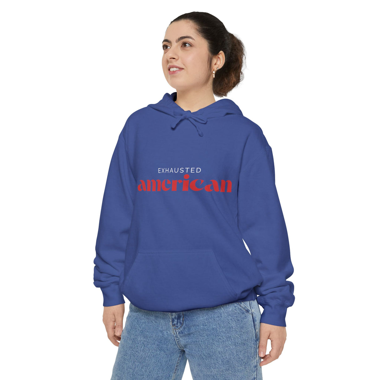 Exhausted American Unisex Garment-Dyed Hoodie - Casual Comfort for Everyday Wear