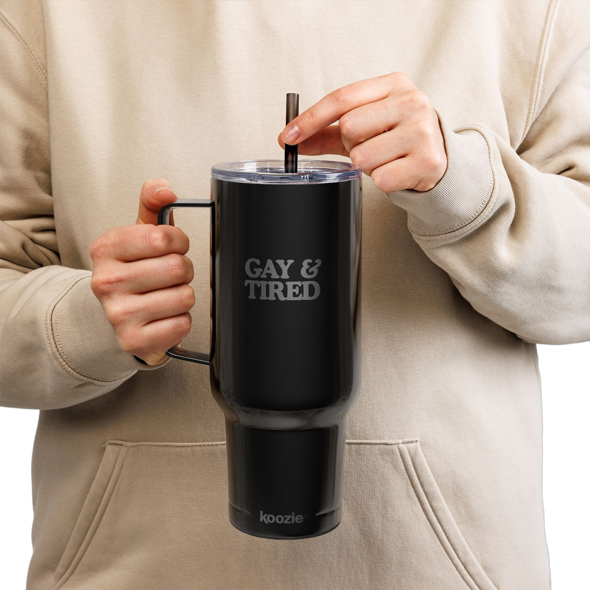 Gay & Tired Engraved Insulated Tumbler - 40oz Sir Travel Mug