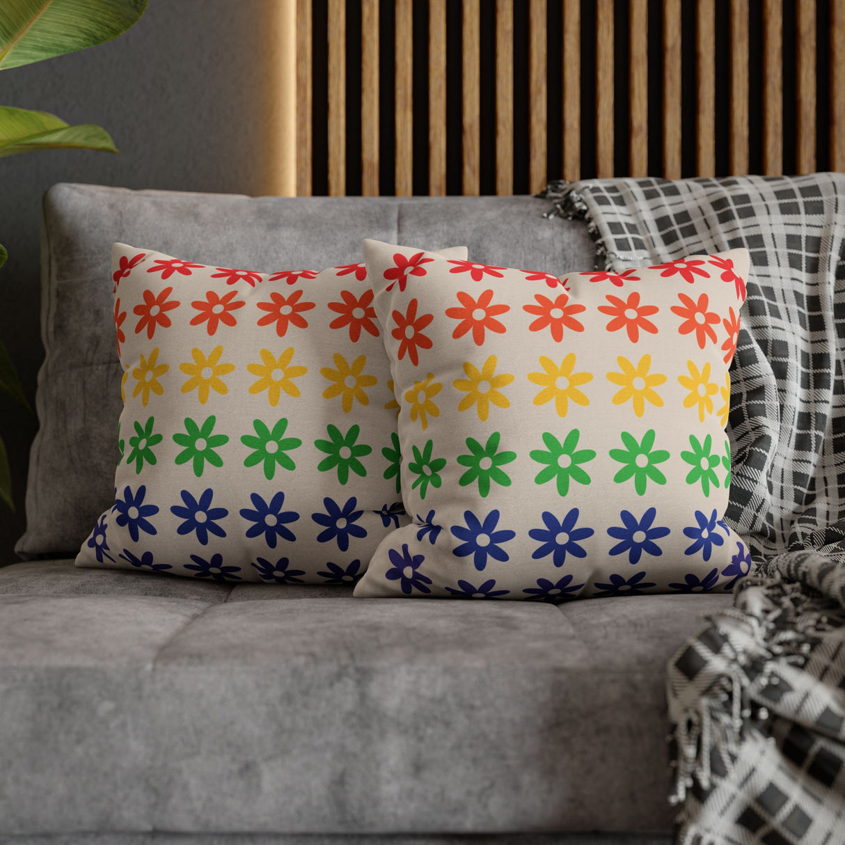 Floral Rainbow Pillow Cover – Soft, Queer, and Cozy