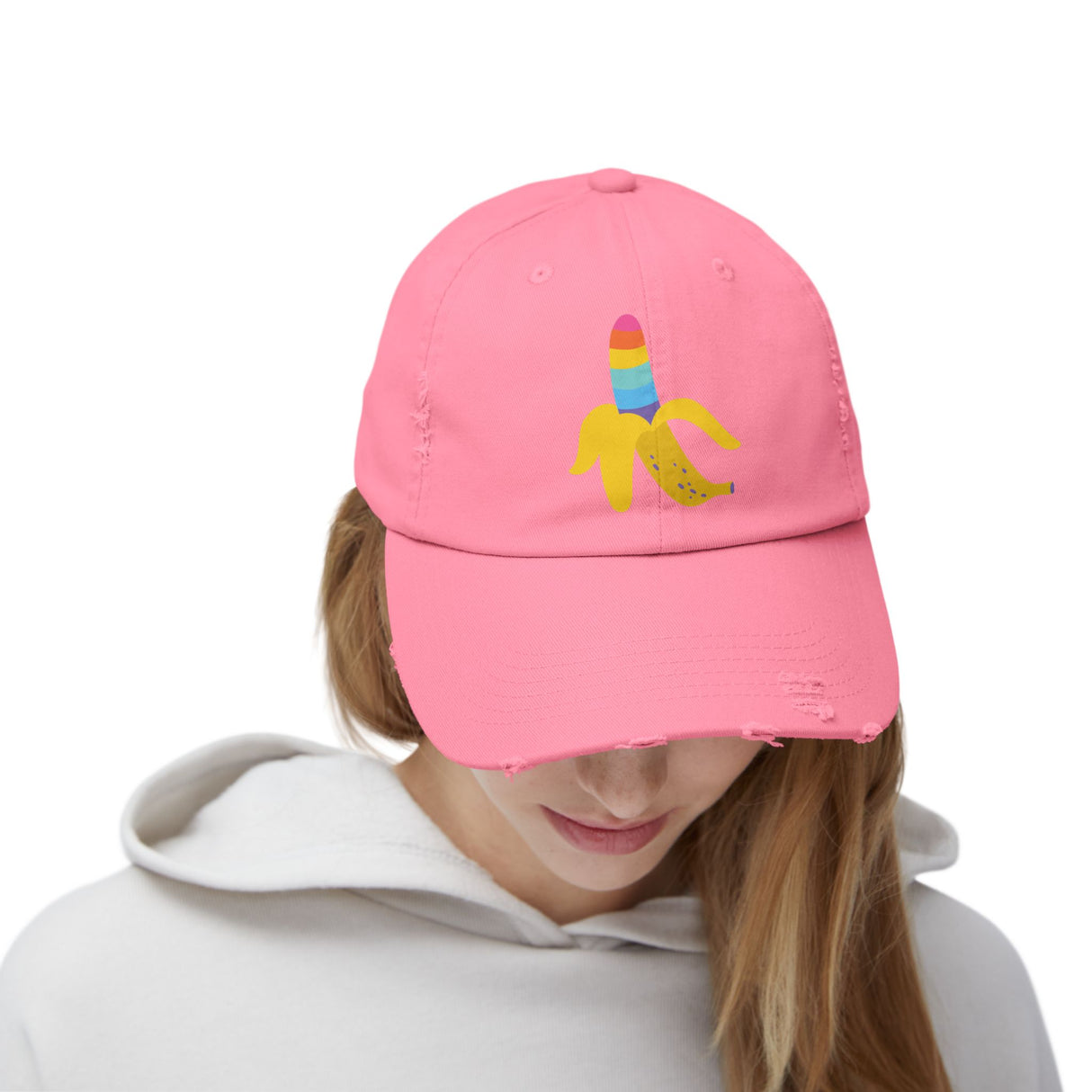 Banana Rainbow Icon Distressed Dad Cap