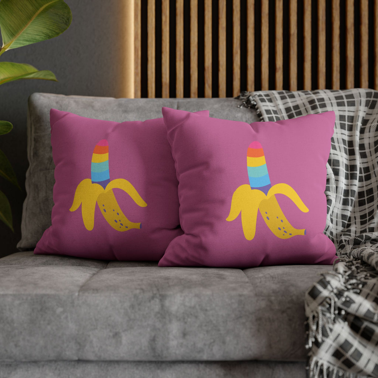 Banana Rainbow Pillow Cover