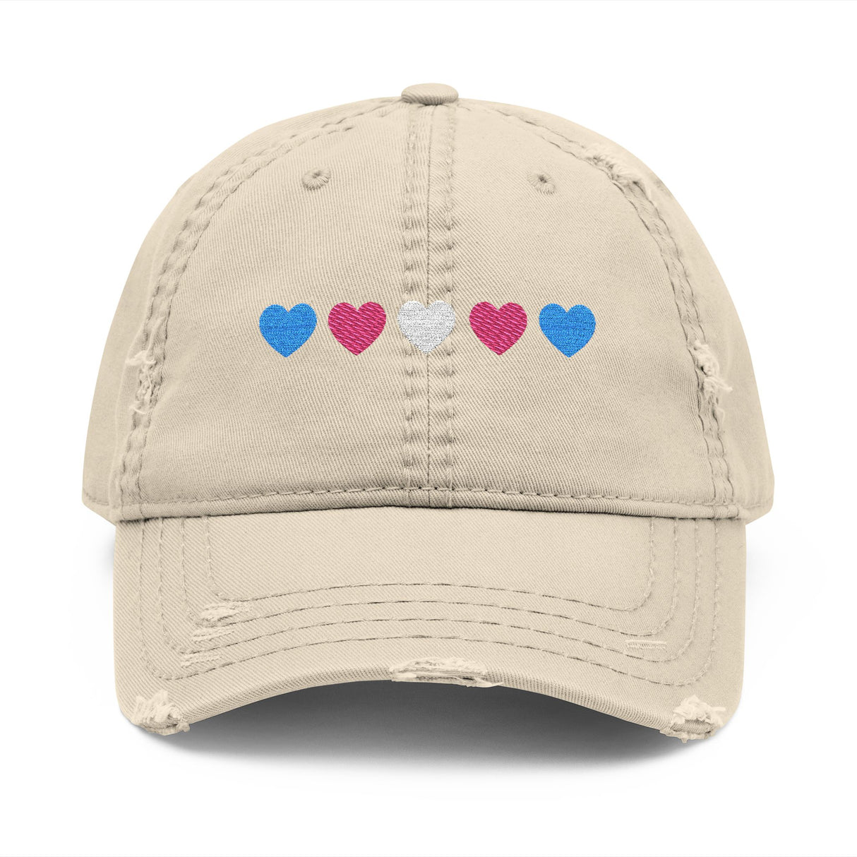 Trans Rainbow Distressed Dad Hat – Soft Fade, Strong Signal