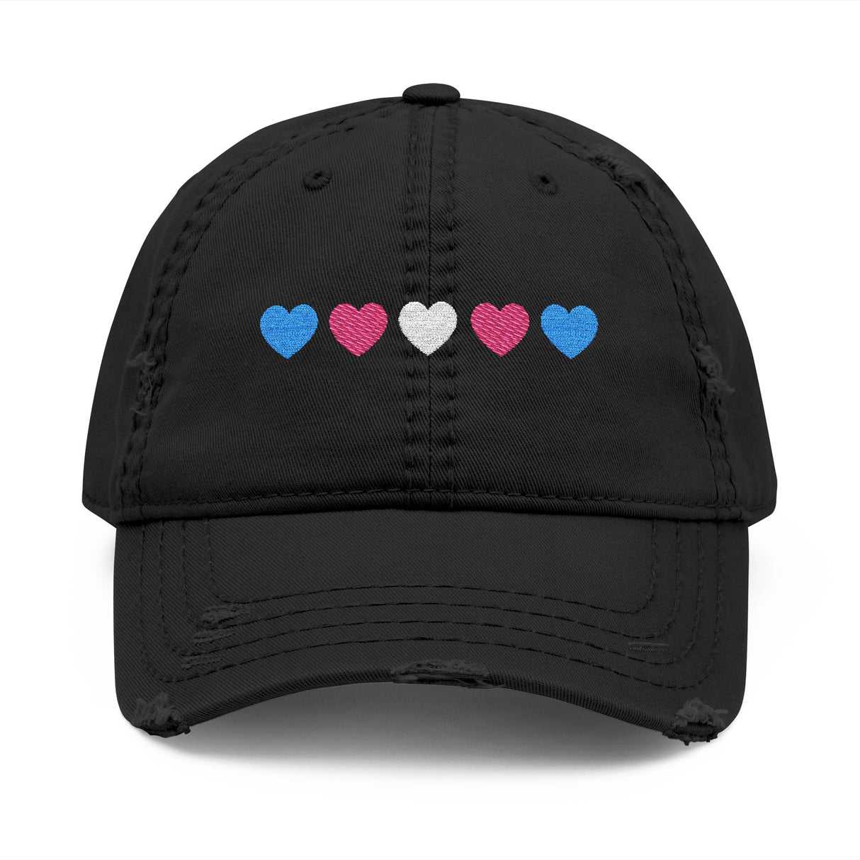 Trans Rainbow Distressed Dad Hat – Soft Fade, Strong Signal