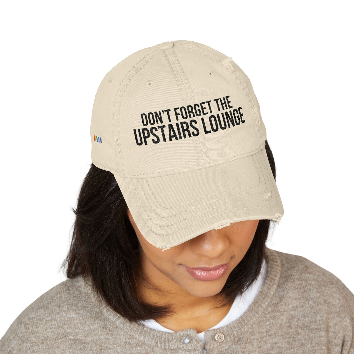 Don’t Forget the Upstairs Lounge Distressed Dad Hat – Grief, Stitched Quietly