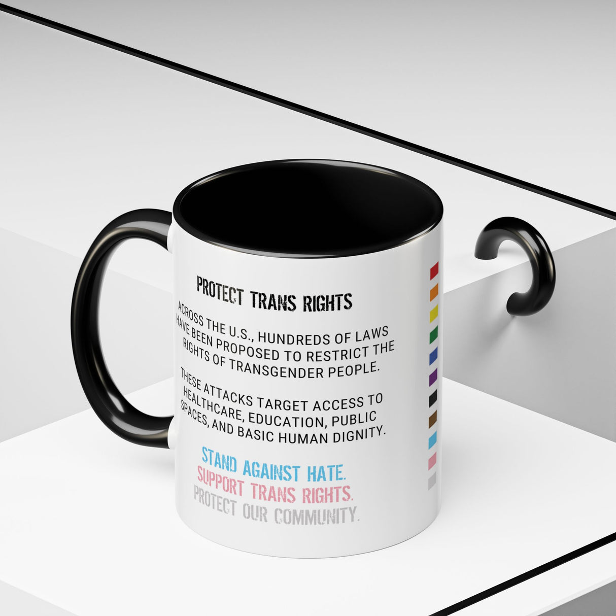 Protect Trans Rights 2025 Accent Mug – Bold Brew, Louder Message