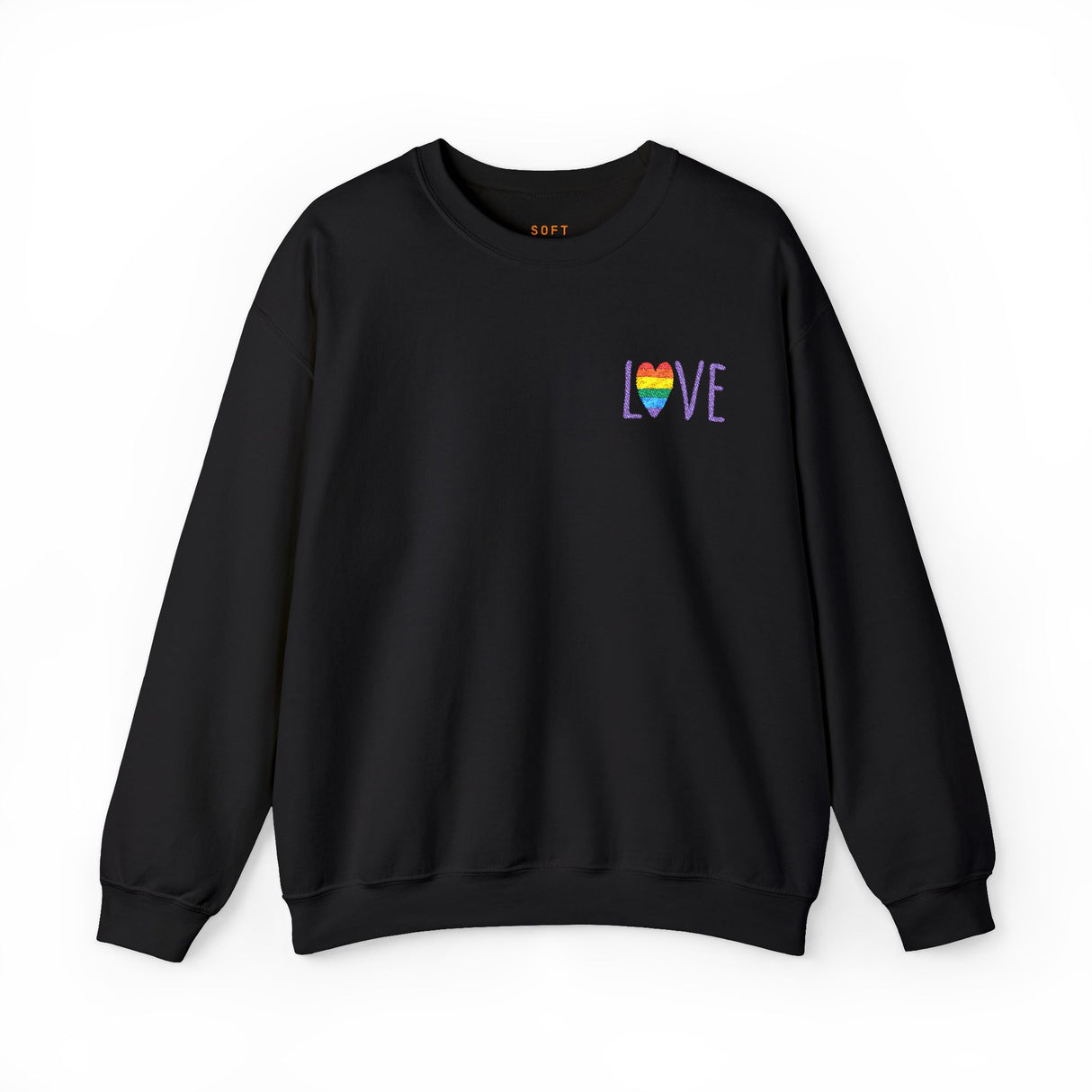 LOVE Rainbow Heart Embroidered Crewneck Sweatshirt