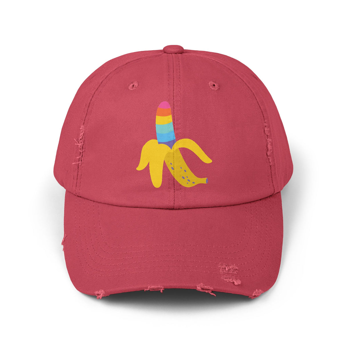 Banana Rainbow Icon Distressed Dad Cap