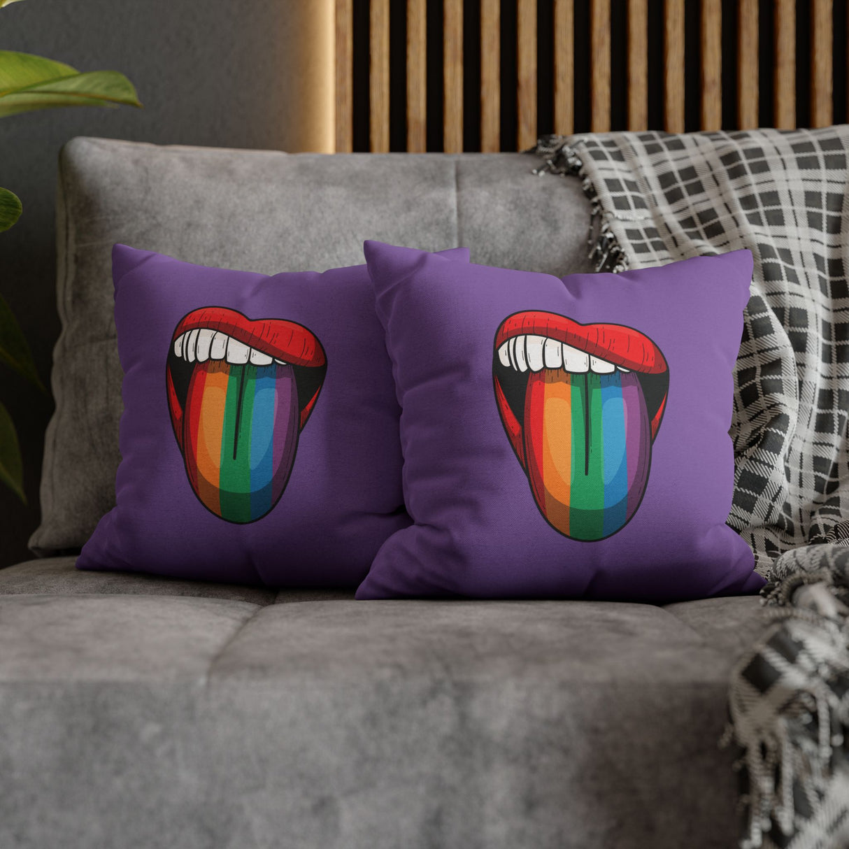 Rainbow Lick Pillow Cover