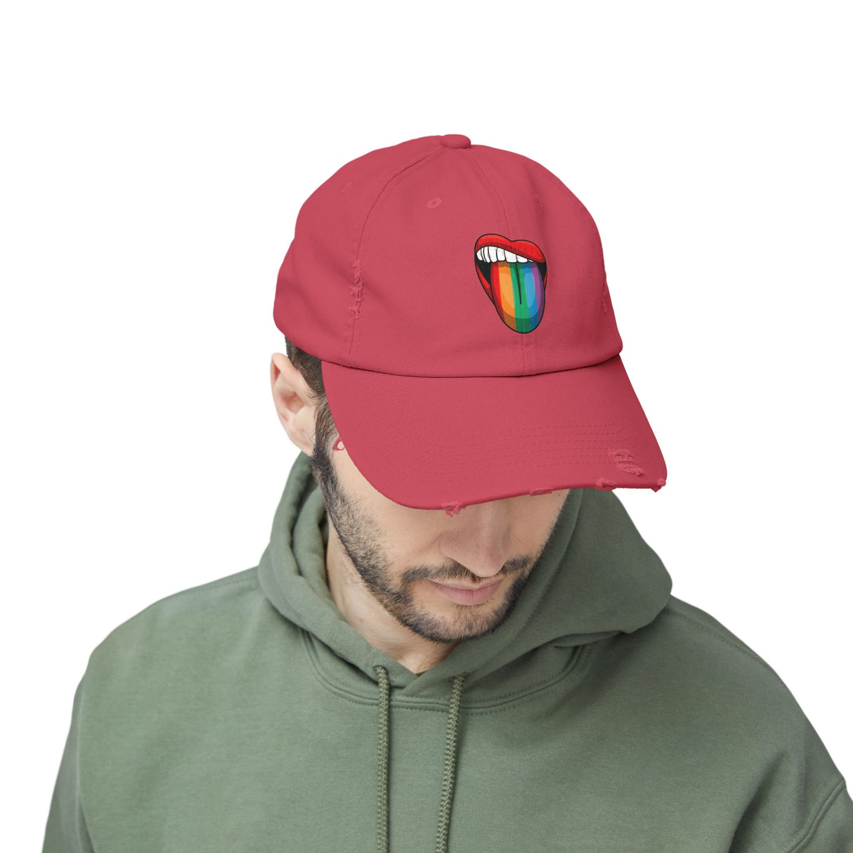 Rainbow Lick Icon Distressed Dad Cap