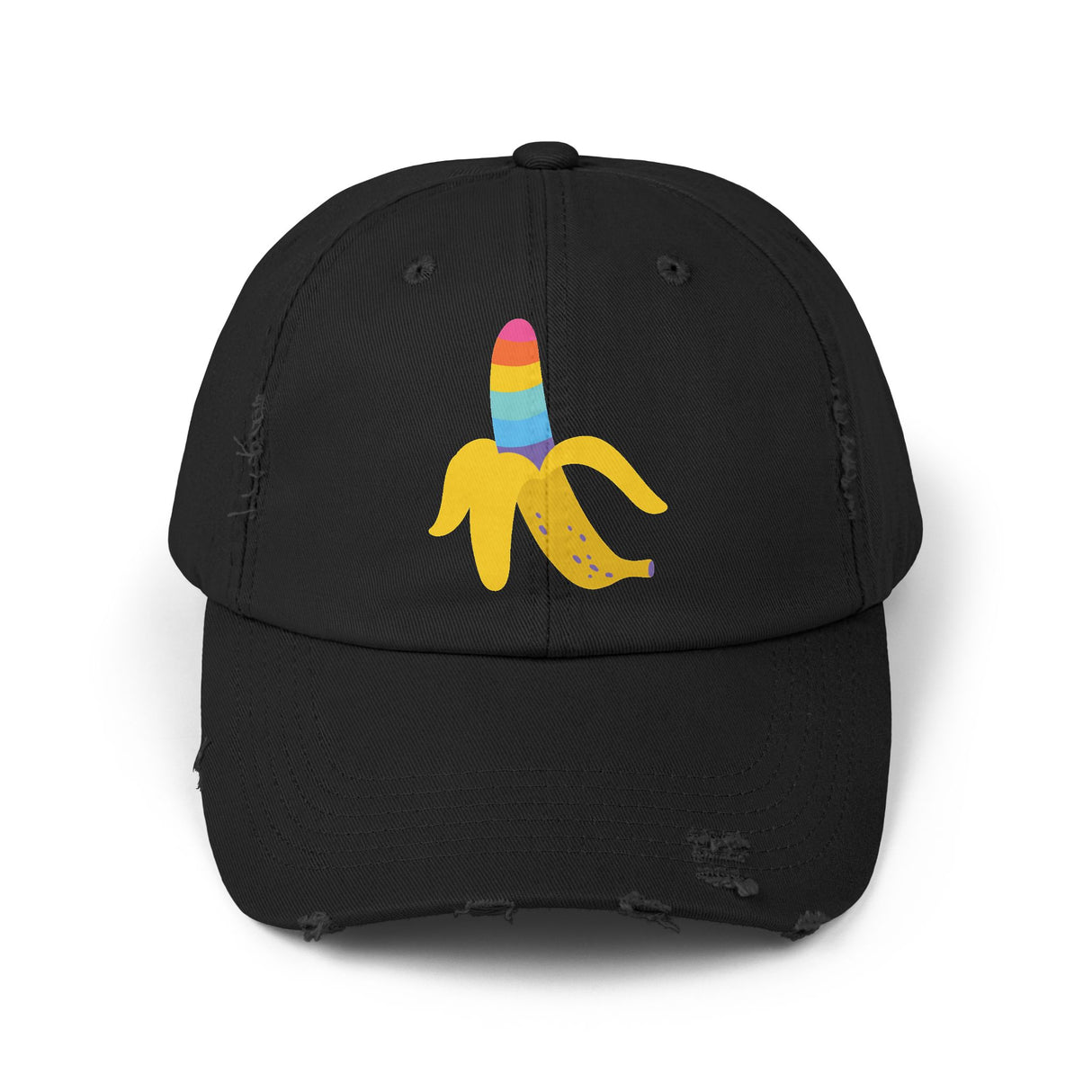 Banana Rainbow Icon Distressed Dad Cap