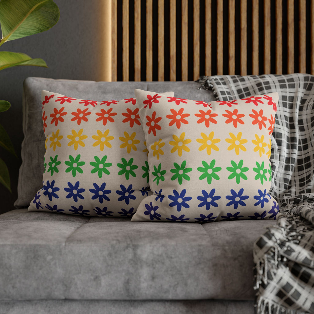 Floral Rainbow Pillow Cover – Soft, Queer, and Cozy