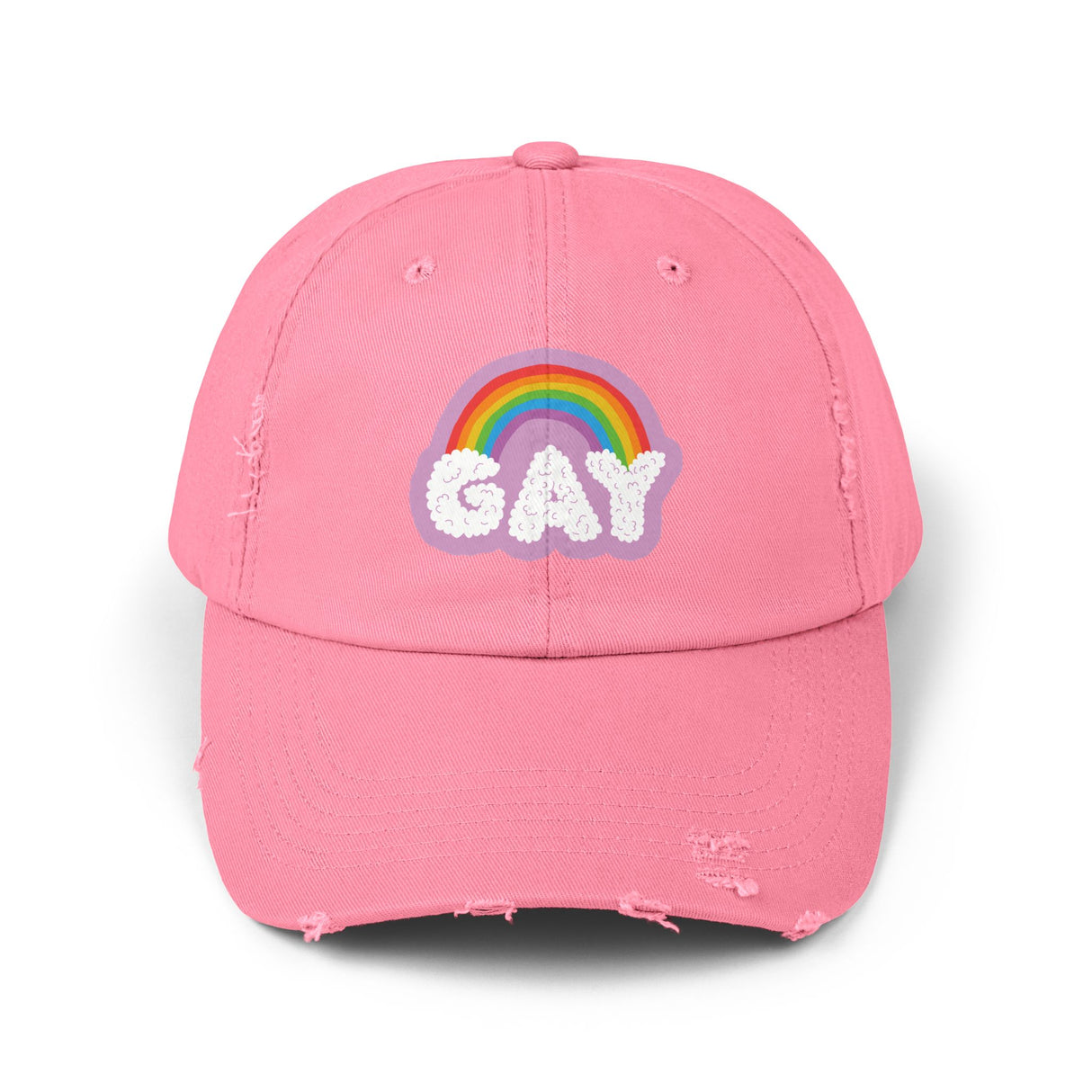 Gay Rainbow Cloud Hat – Weathered Look, Fresh Message