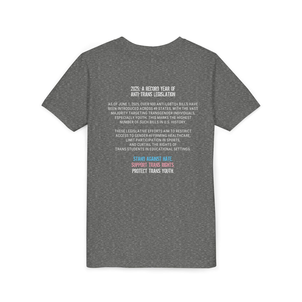 2025 Protect Trans Youth Lightweight Tee – Youth Sizing – Soft Fit, Urgent Message