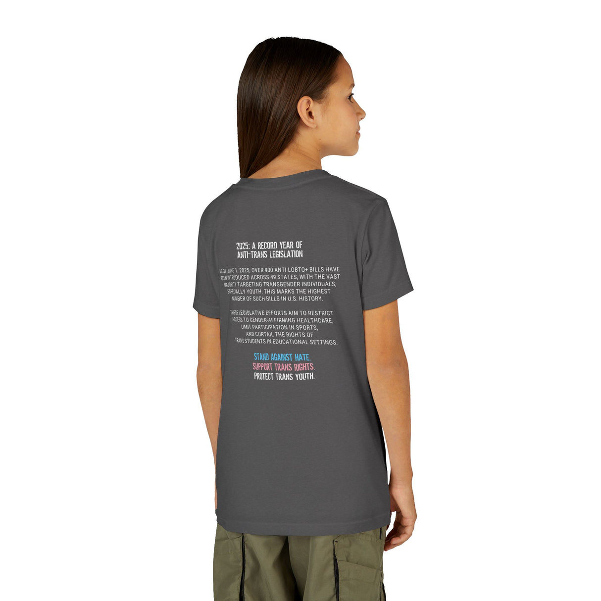2025 Protect Trans Youth Lightweight Tee – Youth Sizing – Soft Fit, Urgent Message
