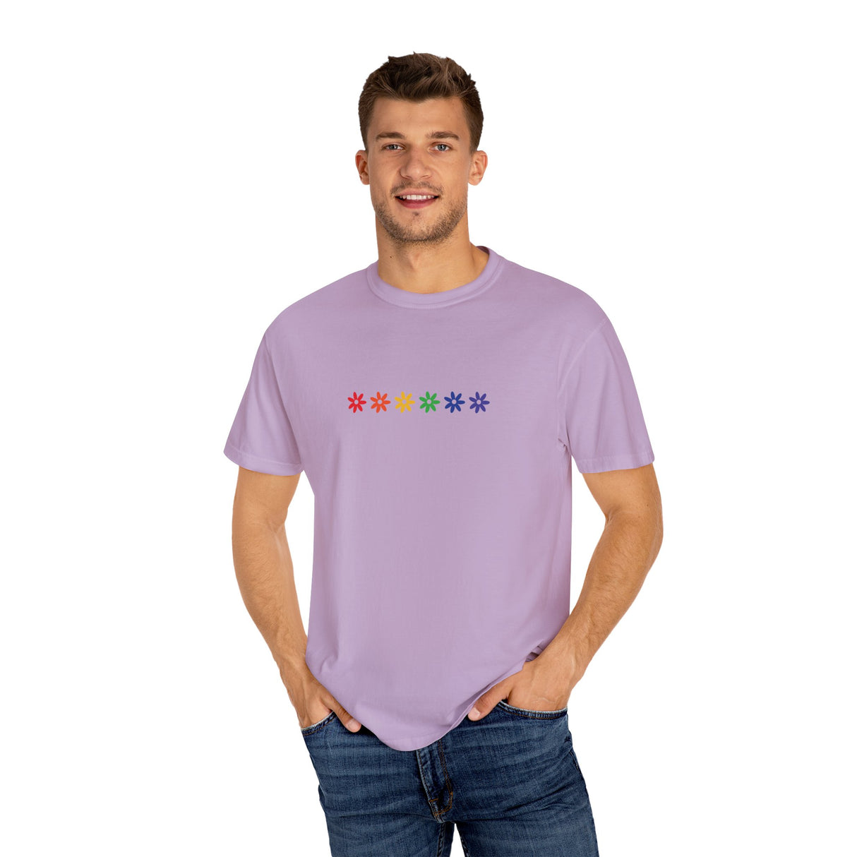 Rainbow Flowers Tee – Washed-In Comfort, Worn-With Pride