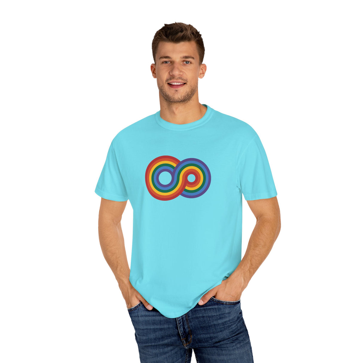 Gayfinity Rainbow Heavyweight Tee – Washed Look, Limitless Pride