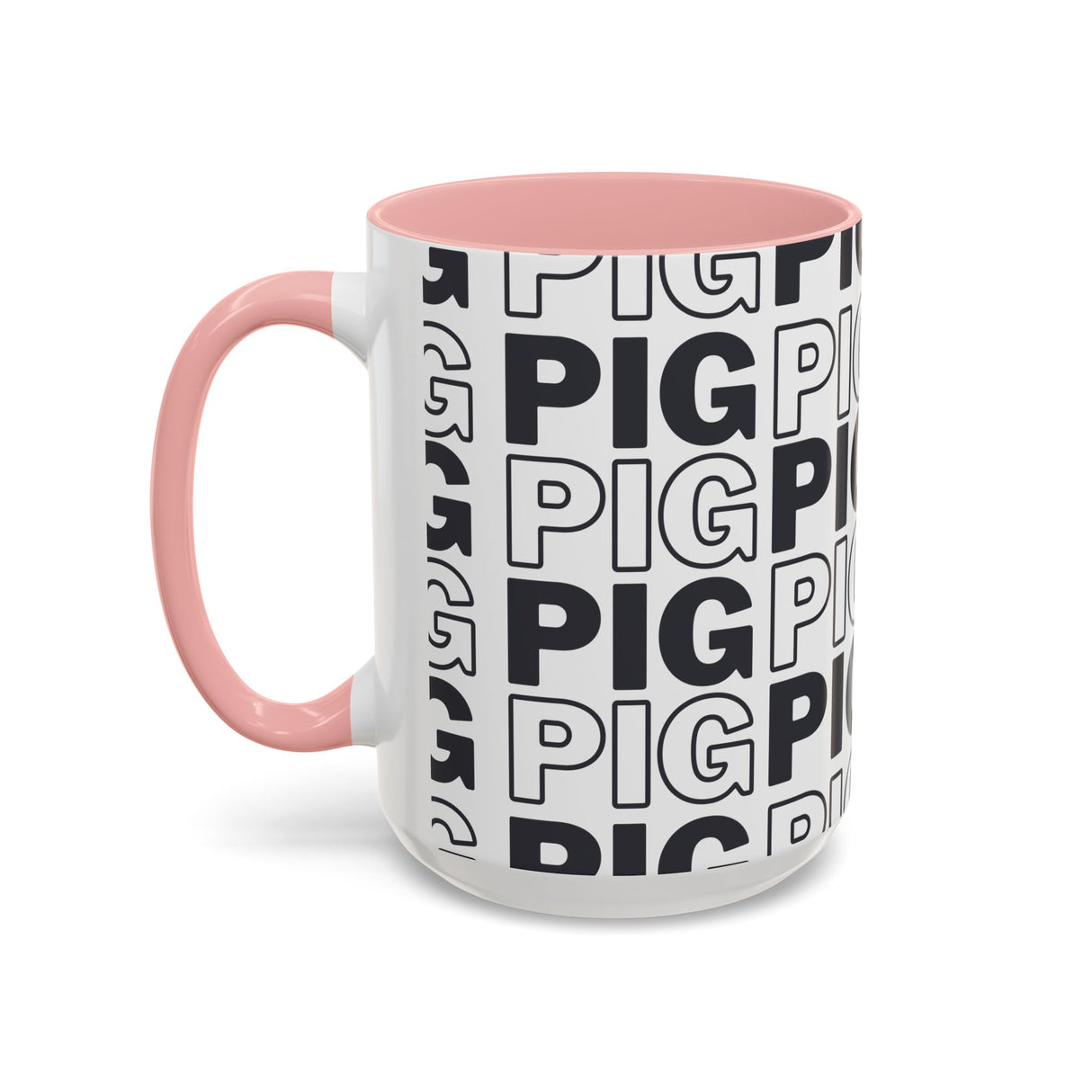 Pig Pattern Accent Coffee Mug - Black Handle, 11oz & 15oz Options