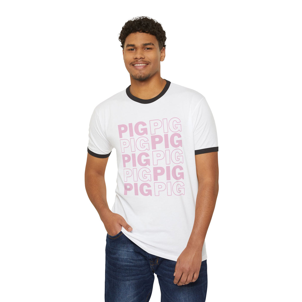 Pig Pattern Cotton T-Shirt with Print