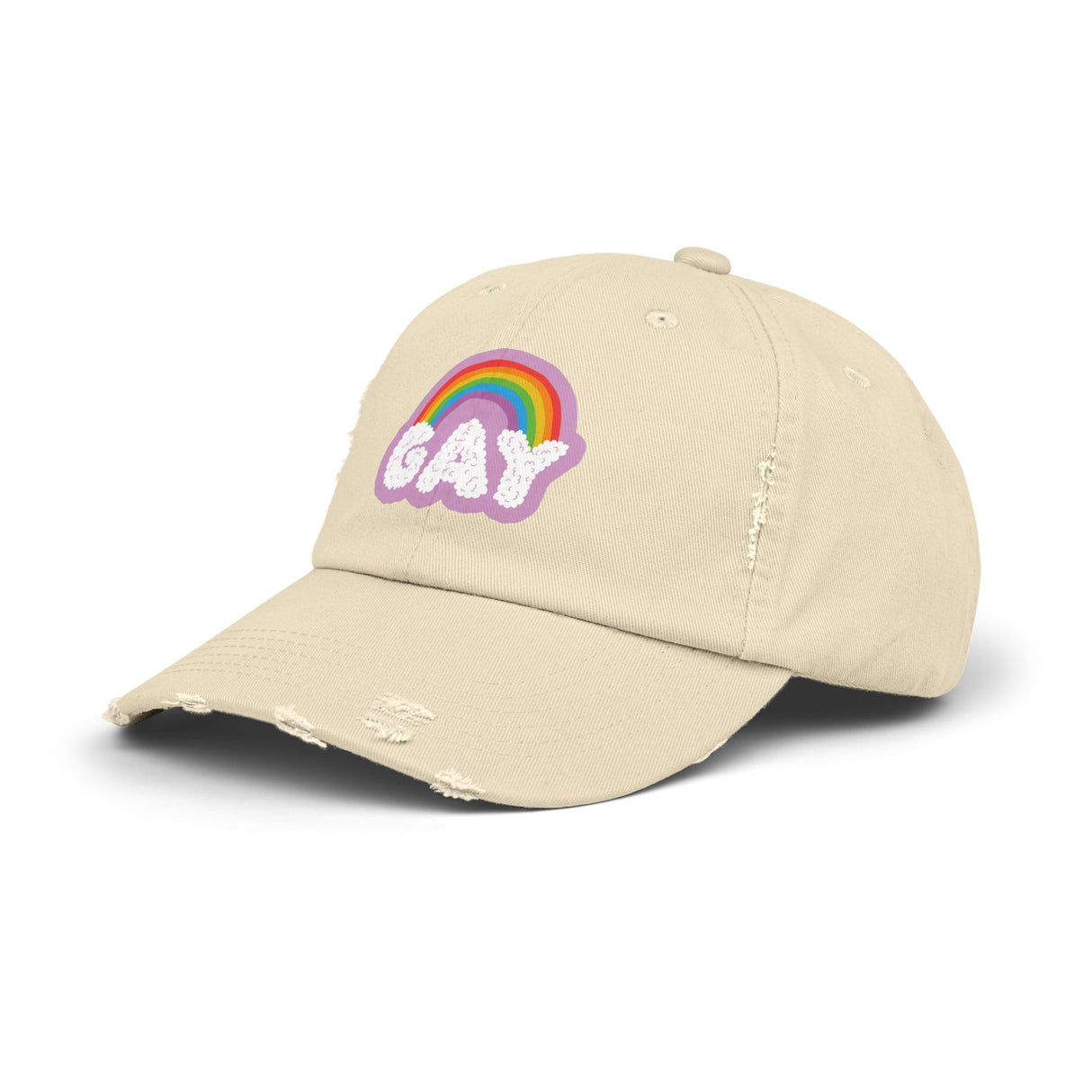 Gay Rainbow Cloud Hat – Weathered Look, Fresh Message