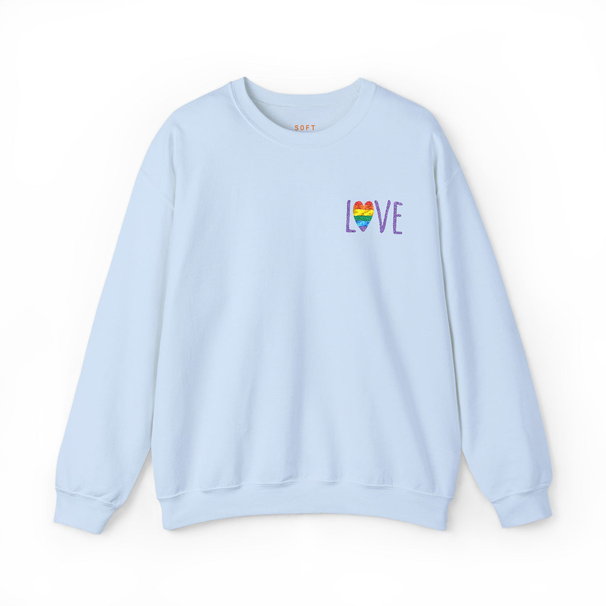 LOVE Rainbow Heart Embroidered Crewneck Sweatshirt