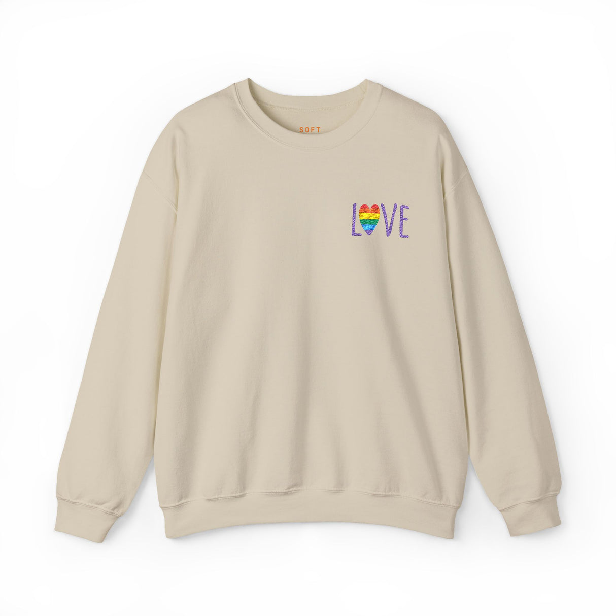 LOVE Rainbow Heart Embroidered Crewneck Sweatshirt