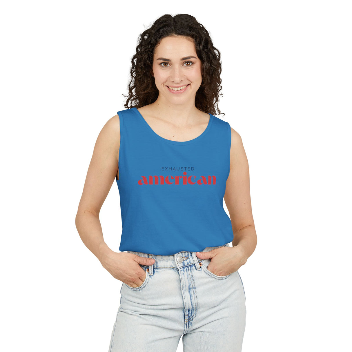 Exhausted American Unisex Tank Top - Casual Summer Wear