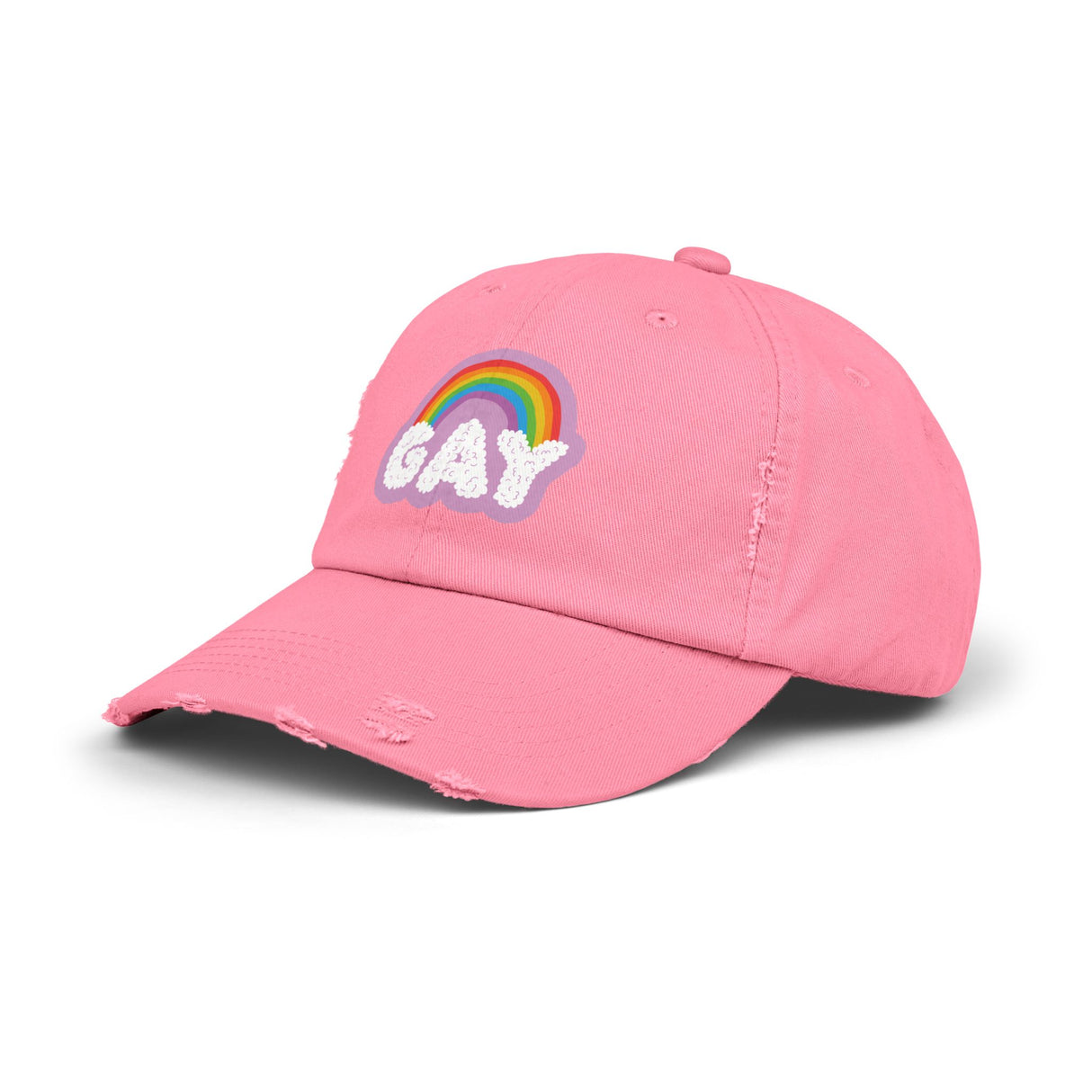Gay Rainbow Cloud Hat – Weathered Look, Fresh Message