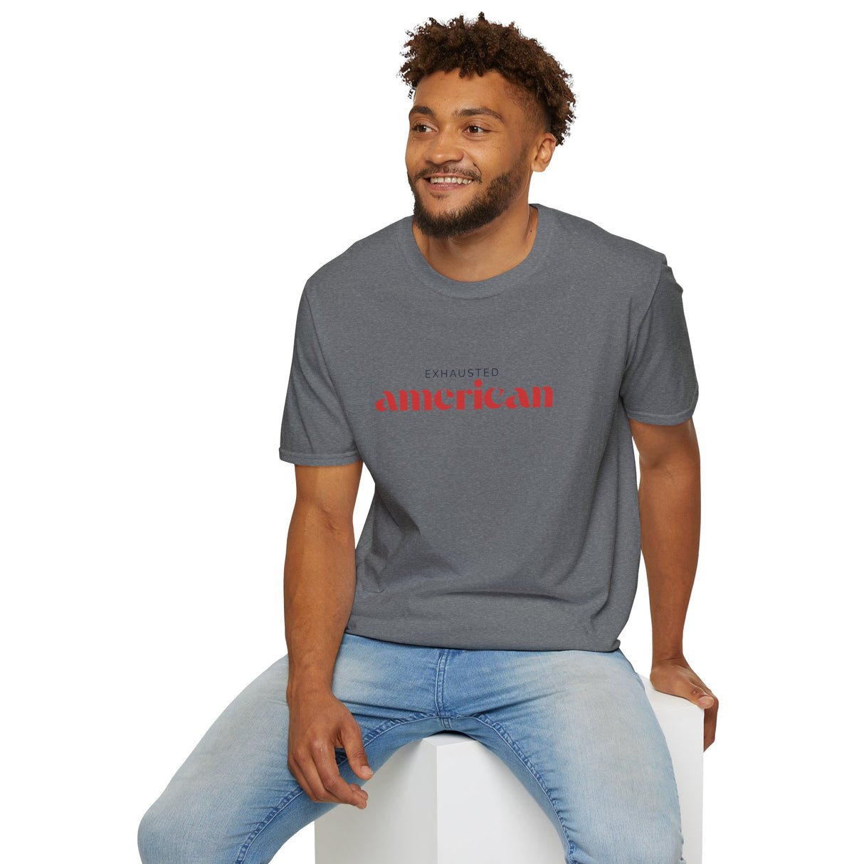 Exhausted American Unisex Softstyle T-Shirt - Casual Comfort Tee for Everyday Wear