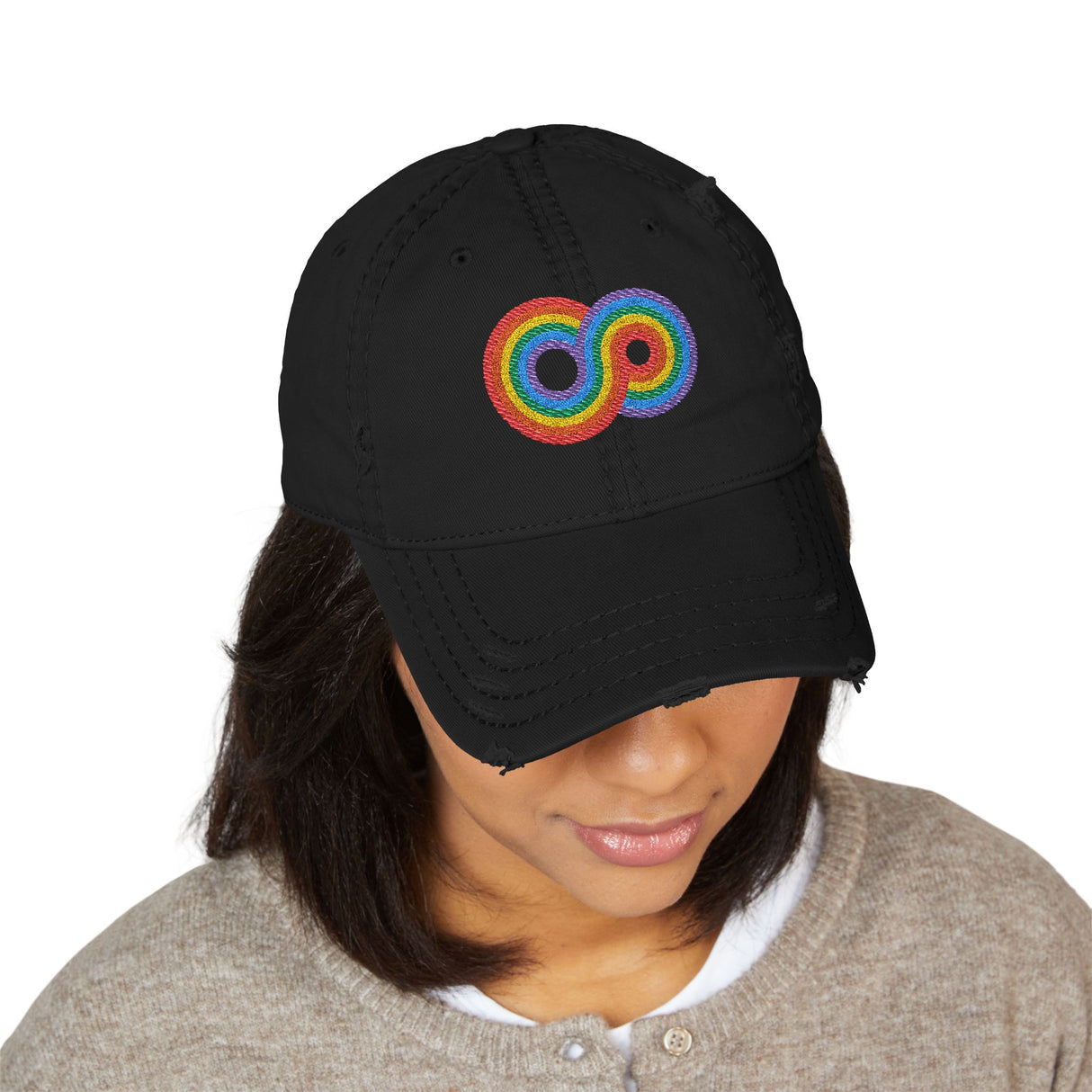 Gayfinity Rainbow Distressed Dad Hat – Infinite Pride, Everyday Fit
