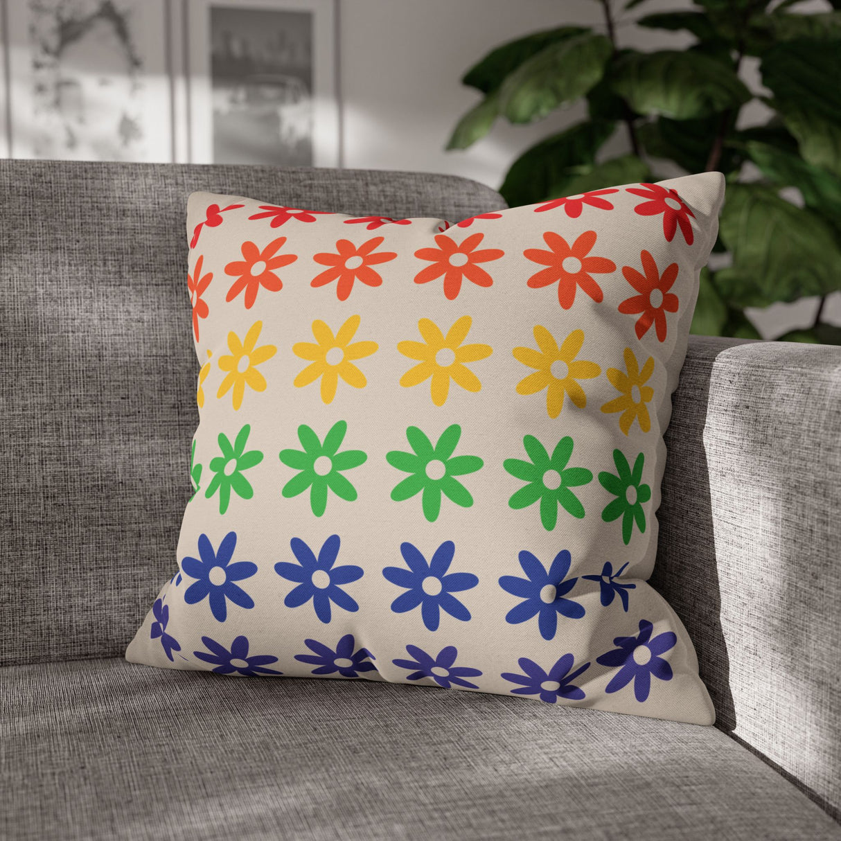Floral Rainbow Pillow Cover – Soft, Queer, and Cozy