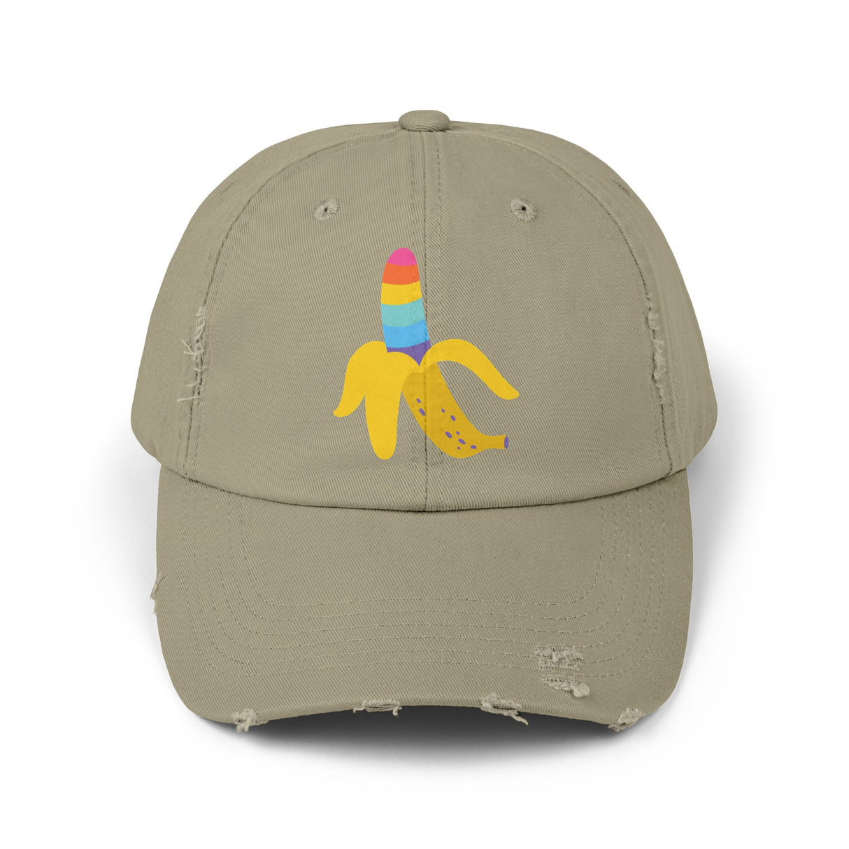 Banana Rainbow Icon Distressed Dad Cap