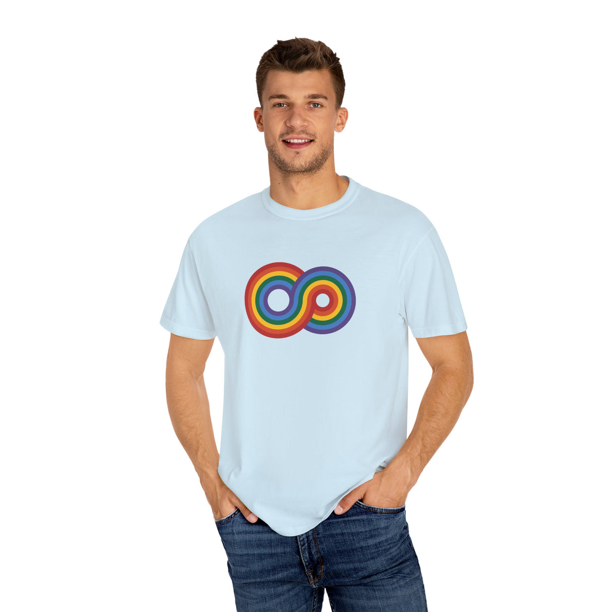 Gayfinity Rainbow Heavyweight Tee – Washed Look, Limitless Pride