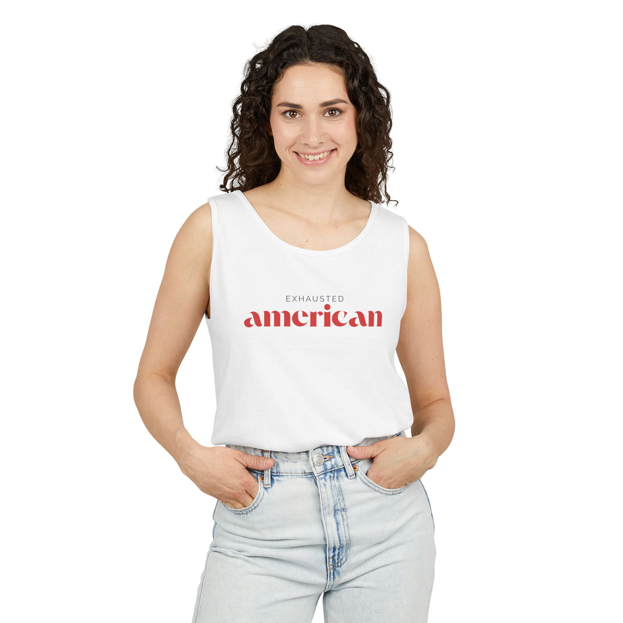 Exhausted American Unisex Tank Top - Casual Summer Wear