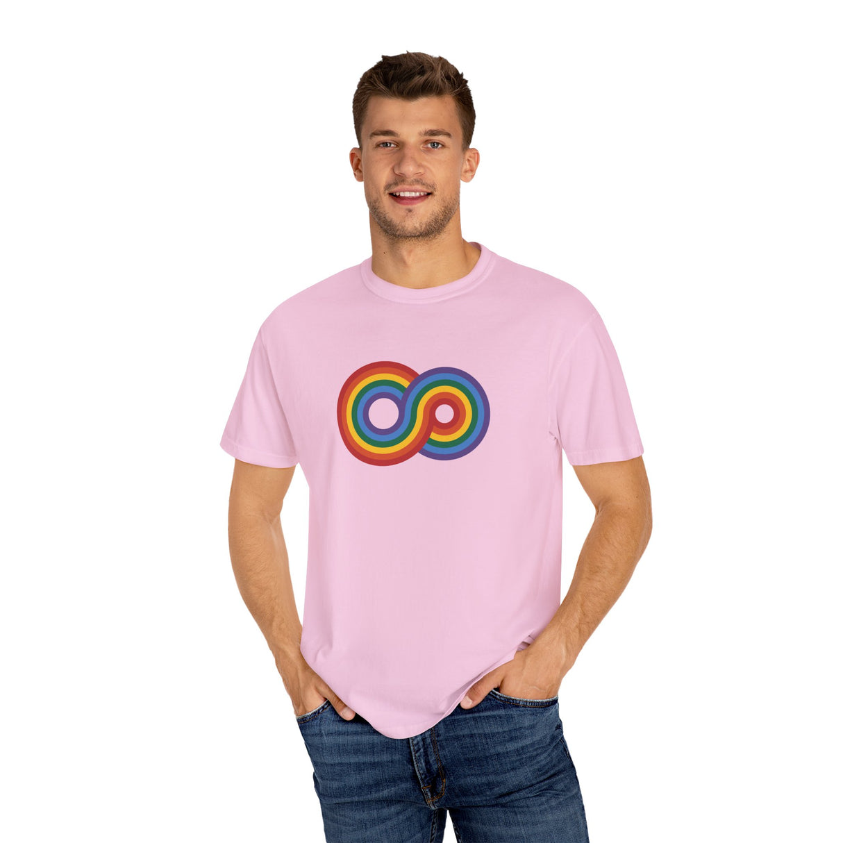 Gayfinity Rainbow Heavyweight Tee – Washed Look, Limitless Pride