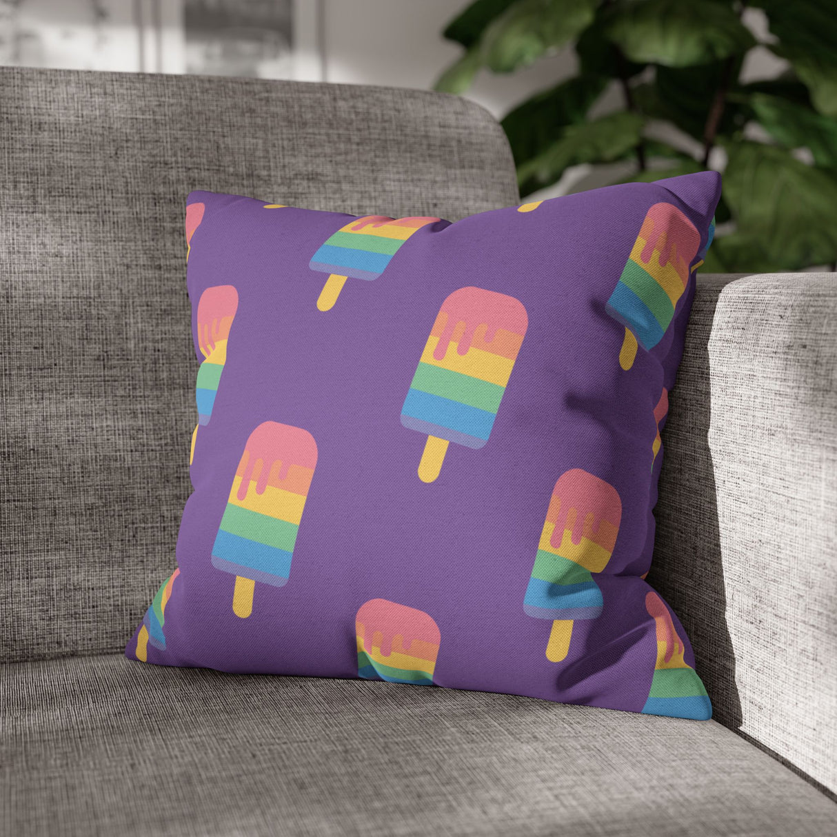 Melting Point Colorful Popsicle Square Pillowcase for Summer Vibes
