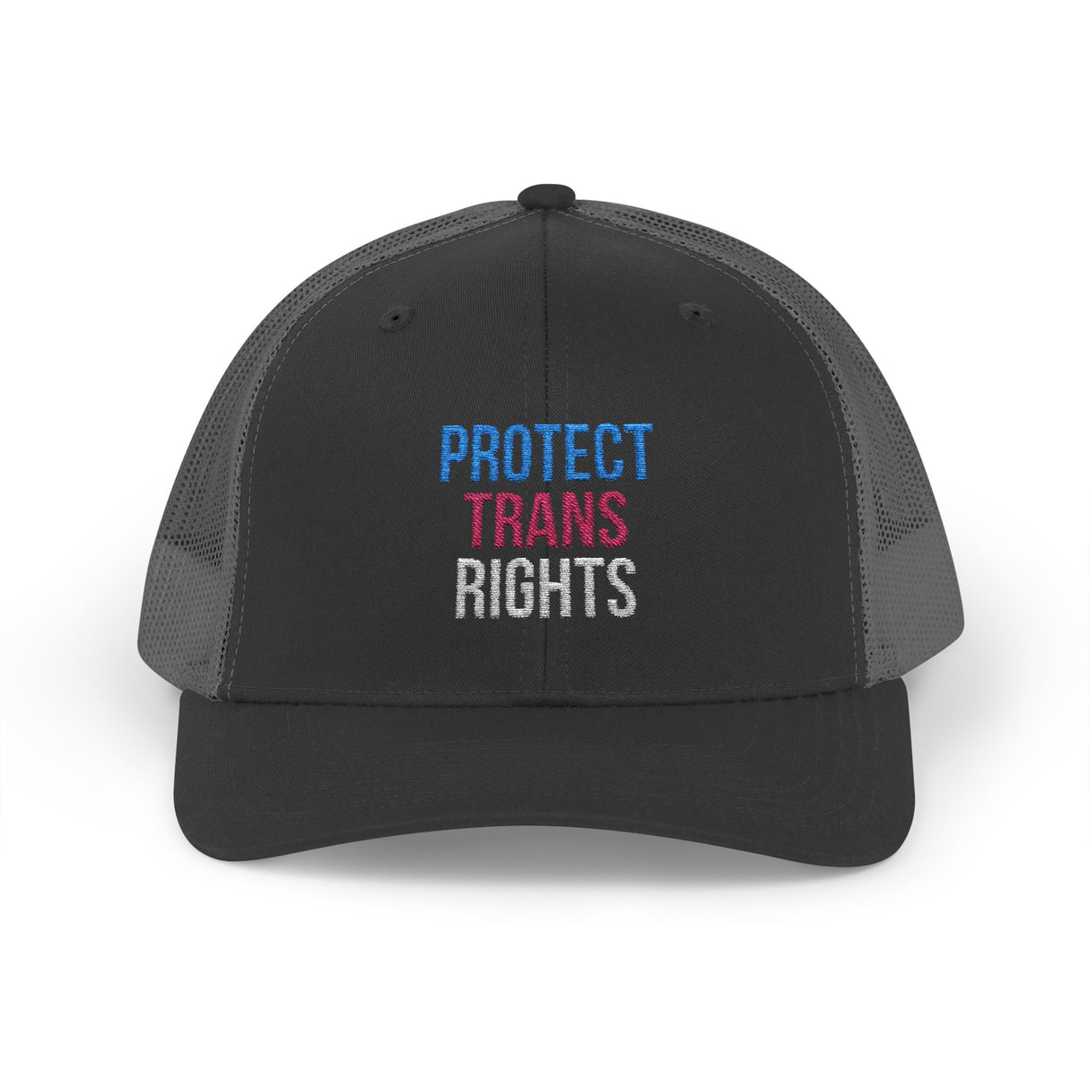 Protect Trans Rights 2025 Trucker Hat – Mesh Back, Solid Message
