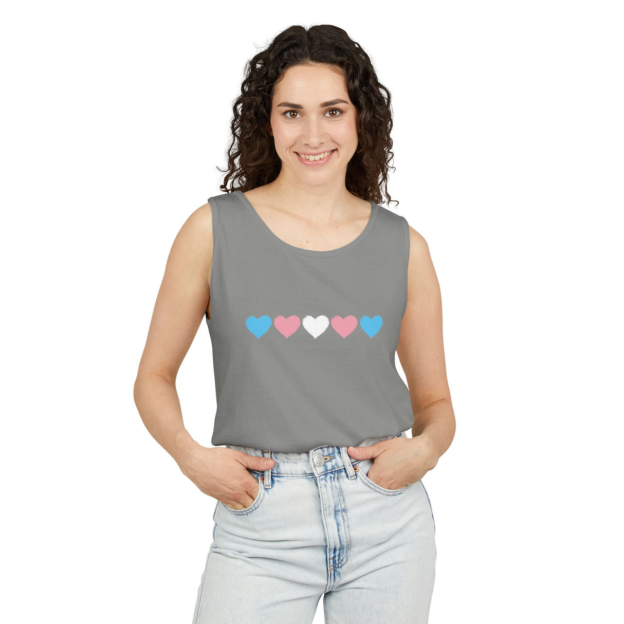 Trans Rainbow Brushstrokes Heavyweight Tank – Washed Feel, Worn With Pride