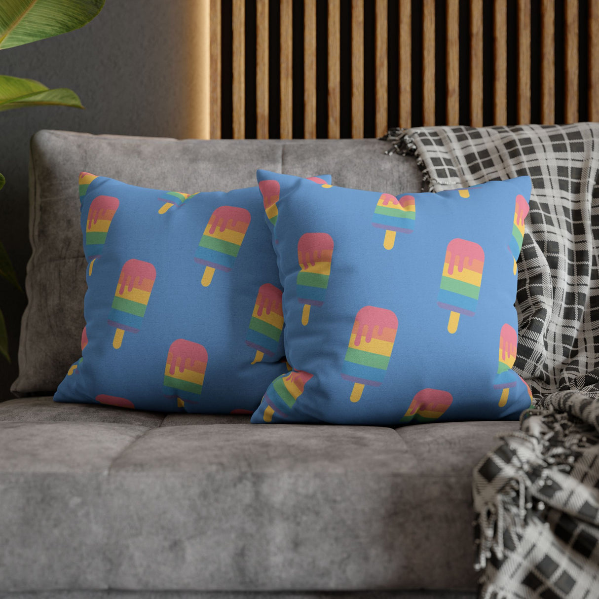Melting Point Colorful Popsicle Square Pillowcase for Summer Vibes