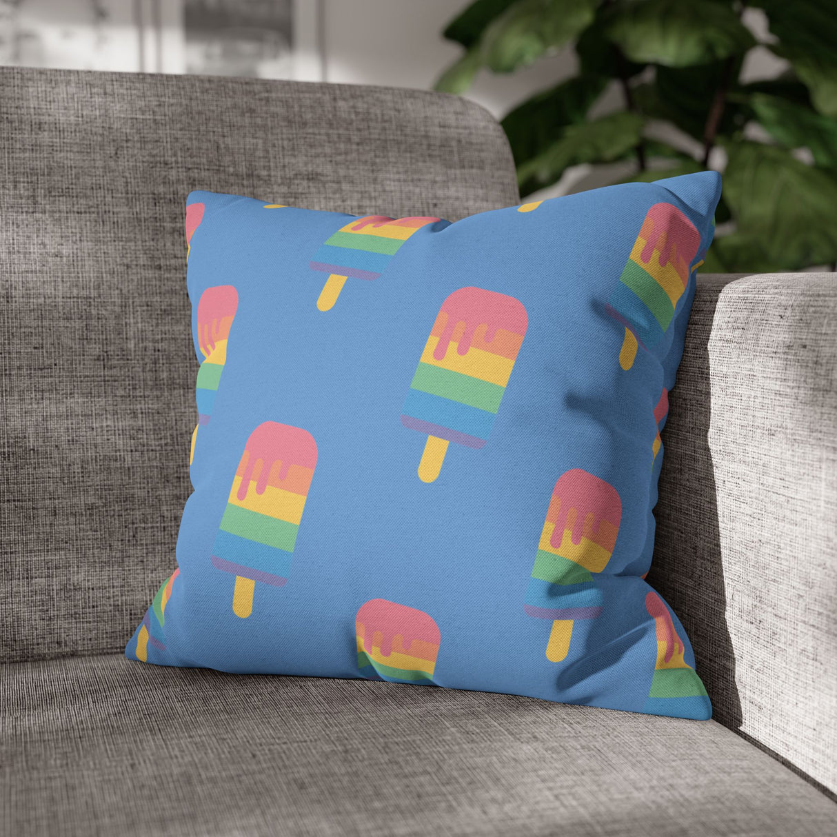 Melting Point Colorful Popsicle Square Pillowcase for Summer Vibes