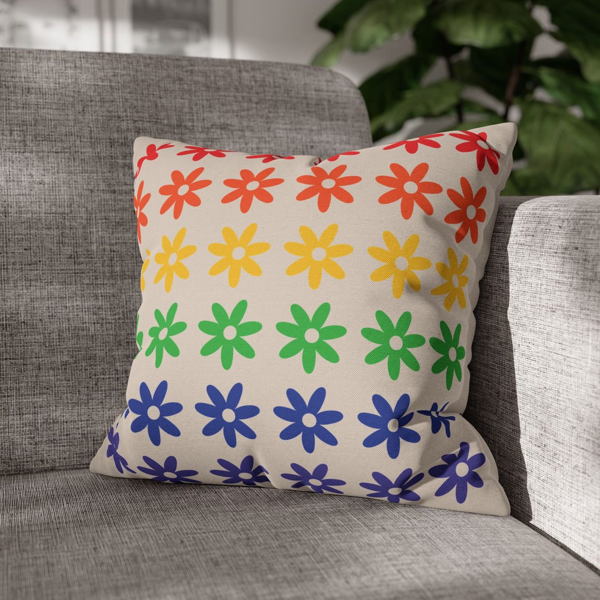 Floral Rainbow Pillow Cover – Soft, Queer, and Cozy