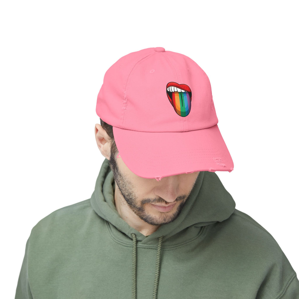Rainbow Lick Icon Distressed Dad Cap