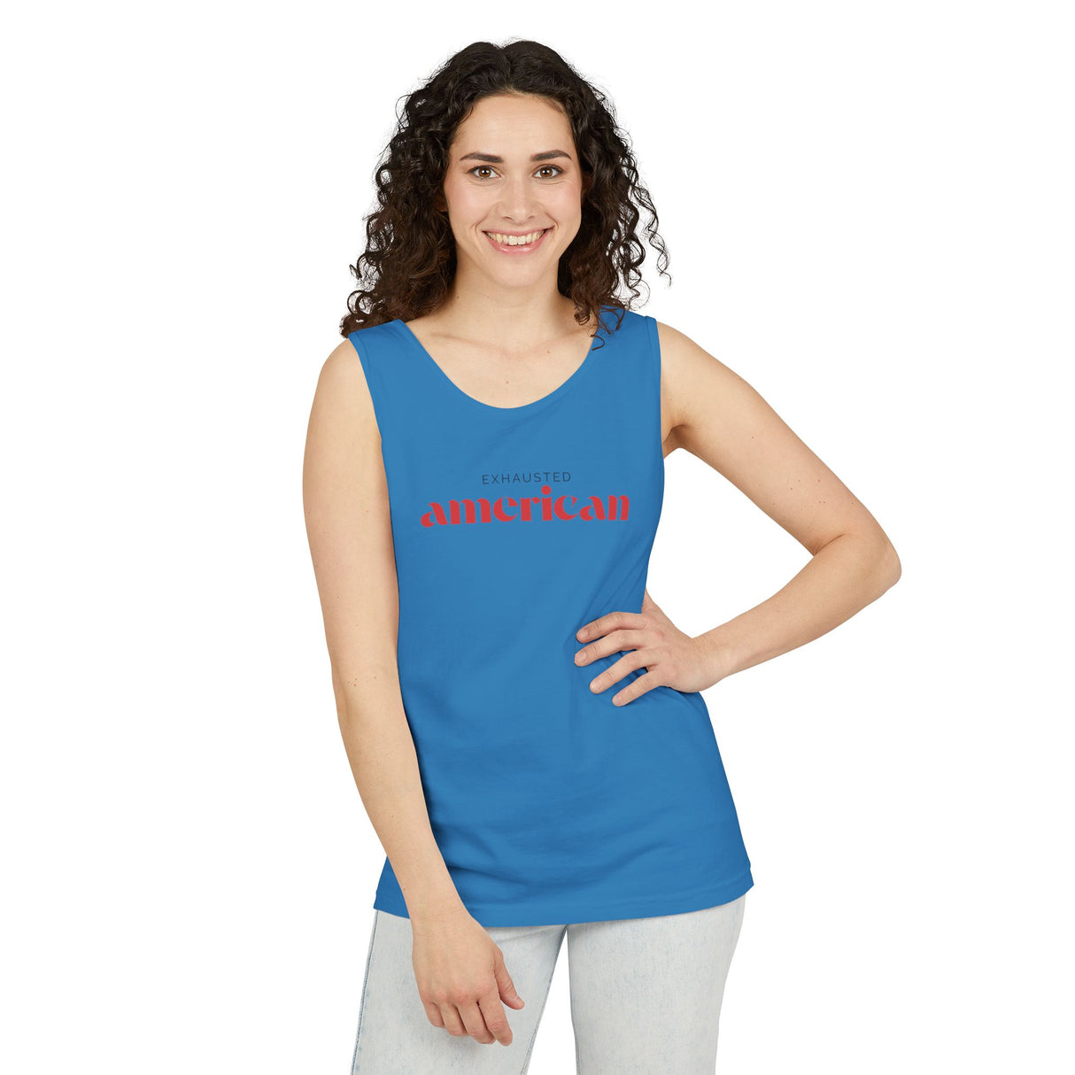 Exhausted American Unisex Tank Top - Casual Summer Wear