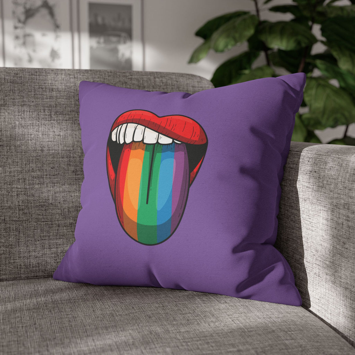 Rainbow Lick Pillow Cover